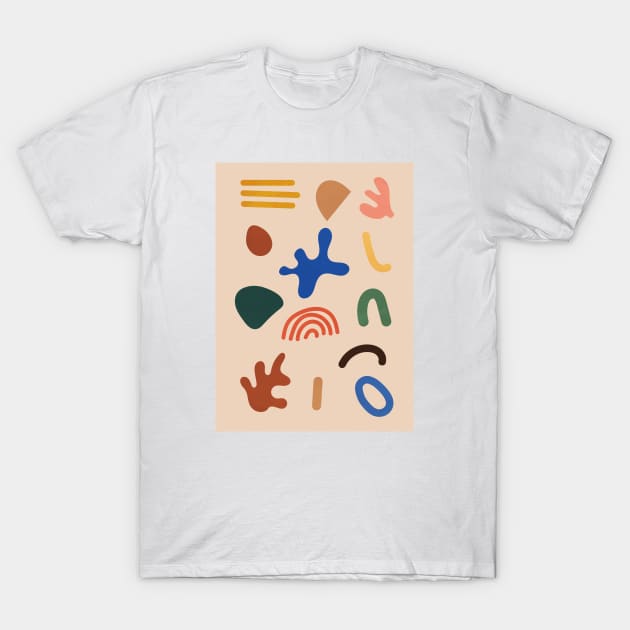 Colorful Abstract Organic Shapes T-Shirt by Colorable